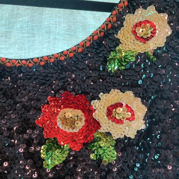 Vintage sequin floral vest - Picture 5 of 6